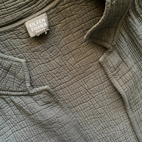 Eileen Fisher Textured Silk Sponge Open Front Jacket, Black/Charcoal - Picture 2 of 3